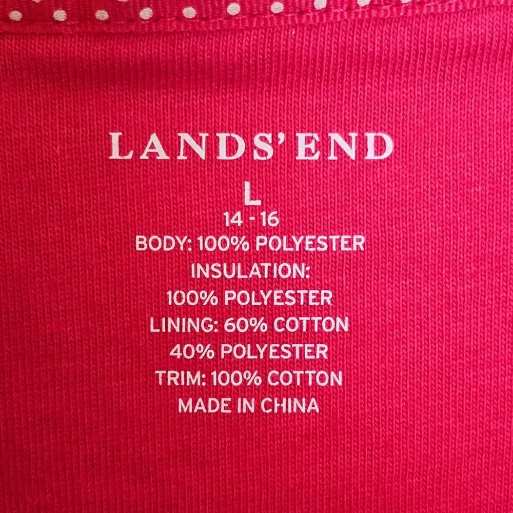 Lands' End Fuchsia Pink Fleece Wide Ribbed Collar Outdoor Vest